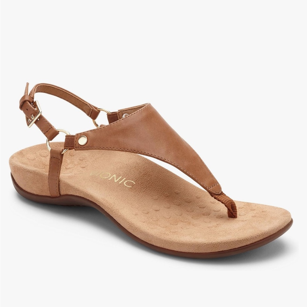 Vionic Tan Sandals with T-Strap Design